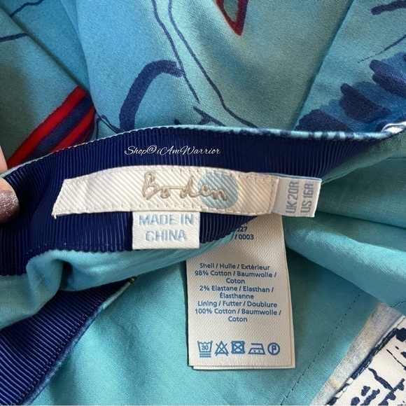 Boden a-line cotton blue midi skirt in coastal/Rivera print *shop@iamwarior - Picture 7 of 8